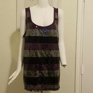 Lane Bryant purple striped sequins top size 18/20, EUC